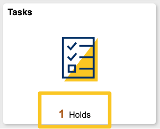 The number of holds you have will be listed on tasks