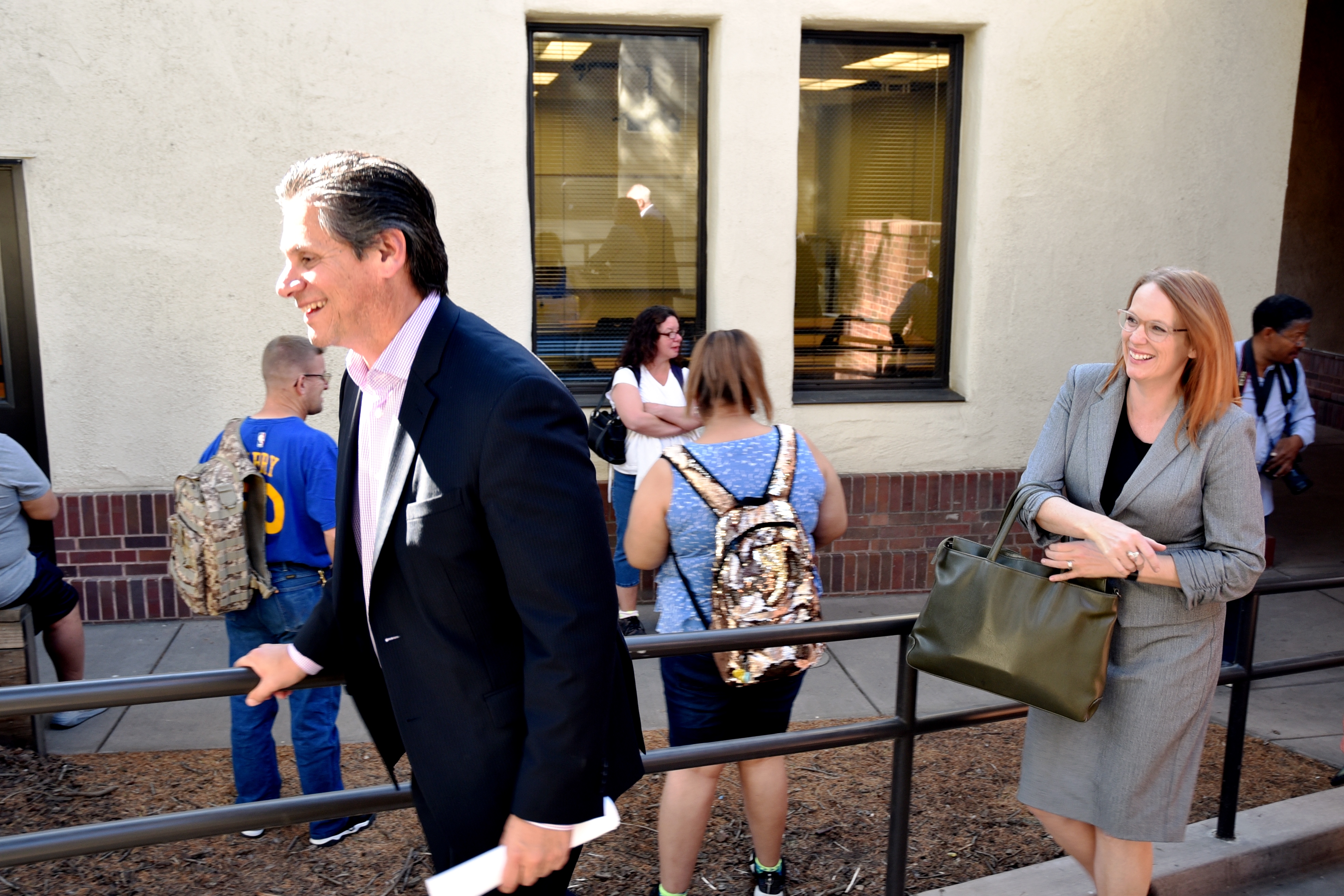 Chancellor Eloy Oakley tours San Joaquin Delta College during his recent visit.