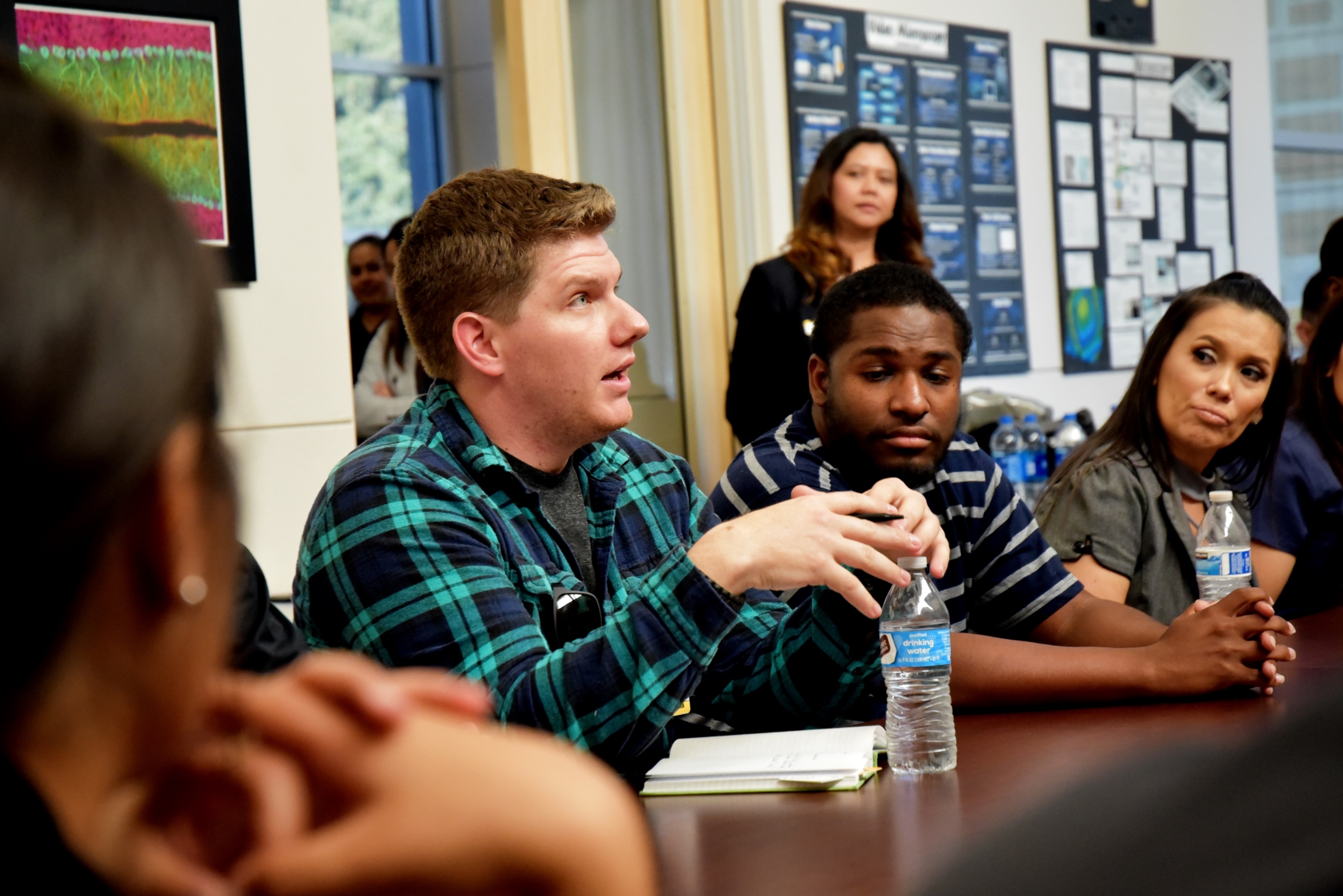 Students had a chance to ask questions of Chancellor Eloy Oakley during his visit to San Joaquin Delta College.