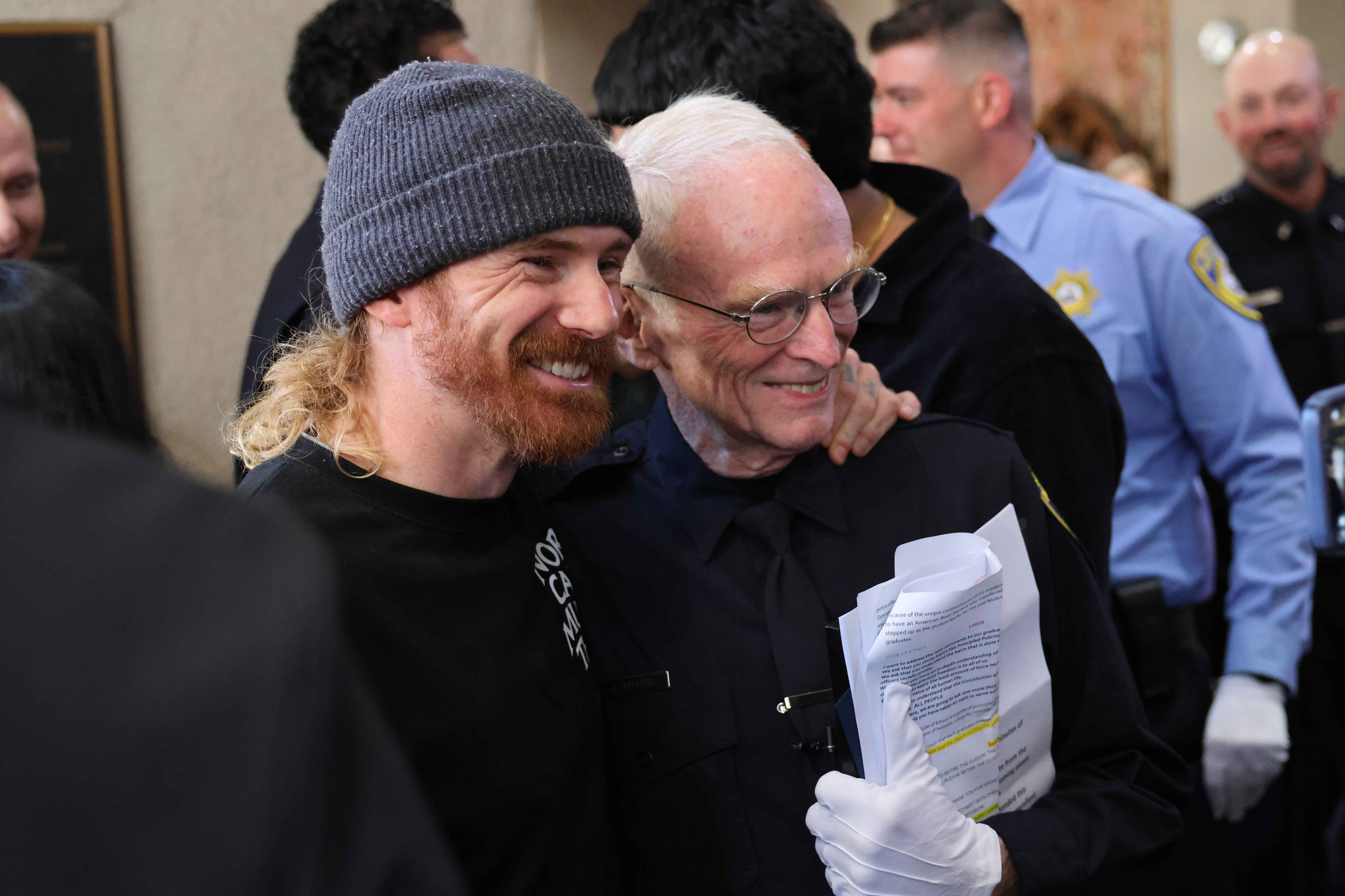 John Myers celebrates with his son, Willie