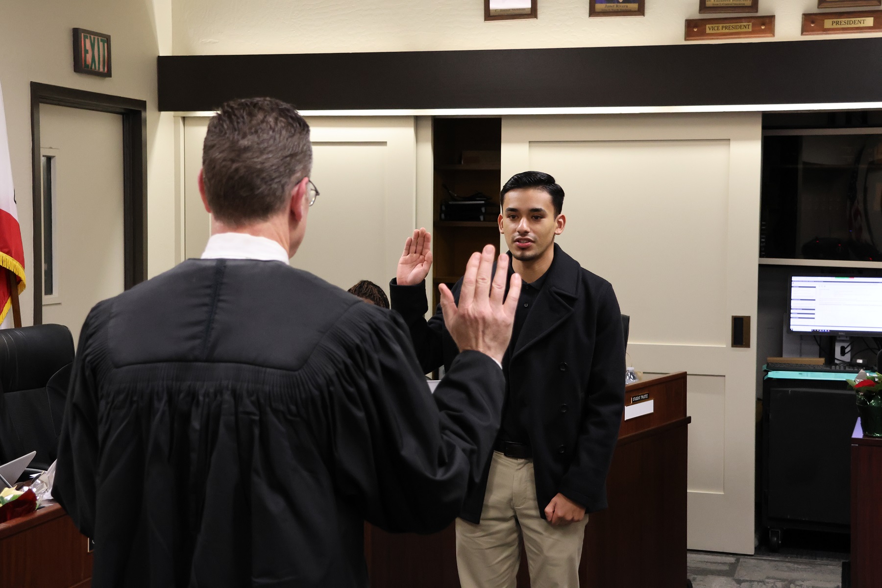 New student Trustee Fabian Molina is sworn in