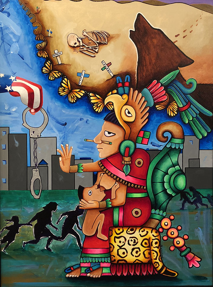 "Our Land" by Hector Villegas is one piece in the "Latinx: Art Beyond the Border" exhibit at San Joaquin Delta College's L.H. Horton Jr. Gallery.