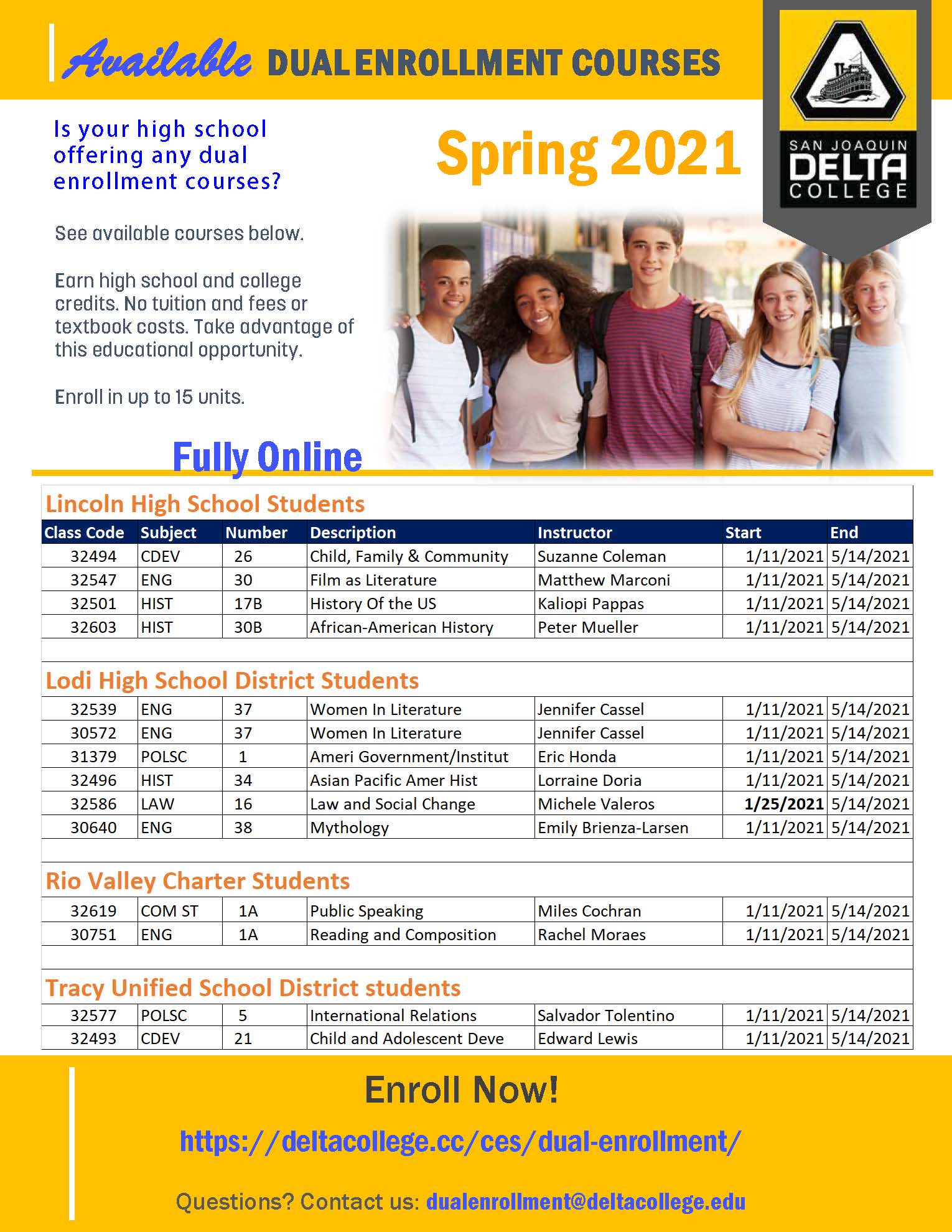 Free Delta courses for high school students this spring