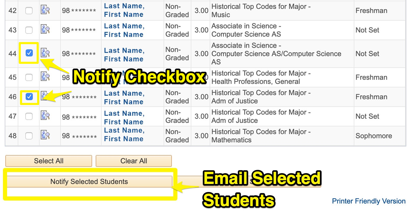 Email Selected students