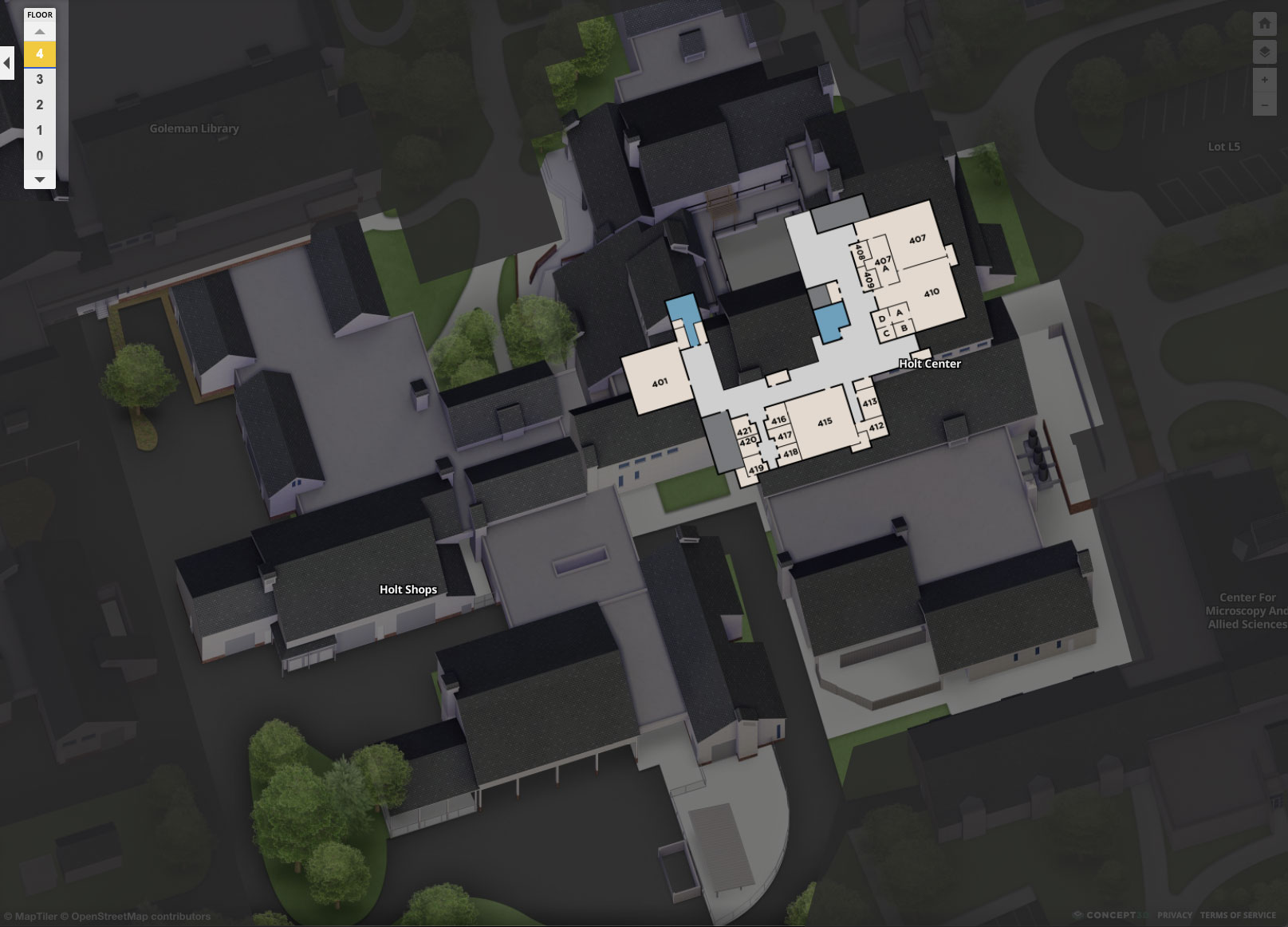 Holt Center 4th Floor Plan