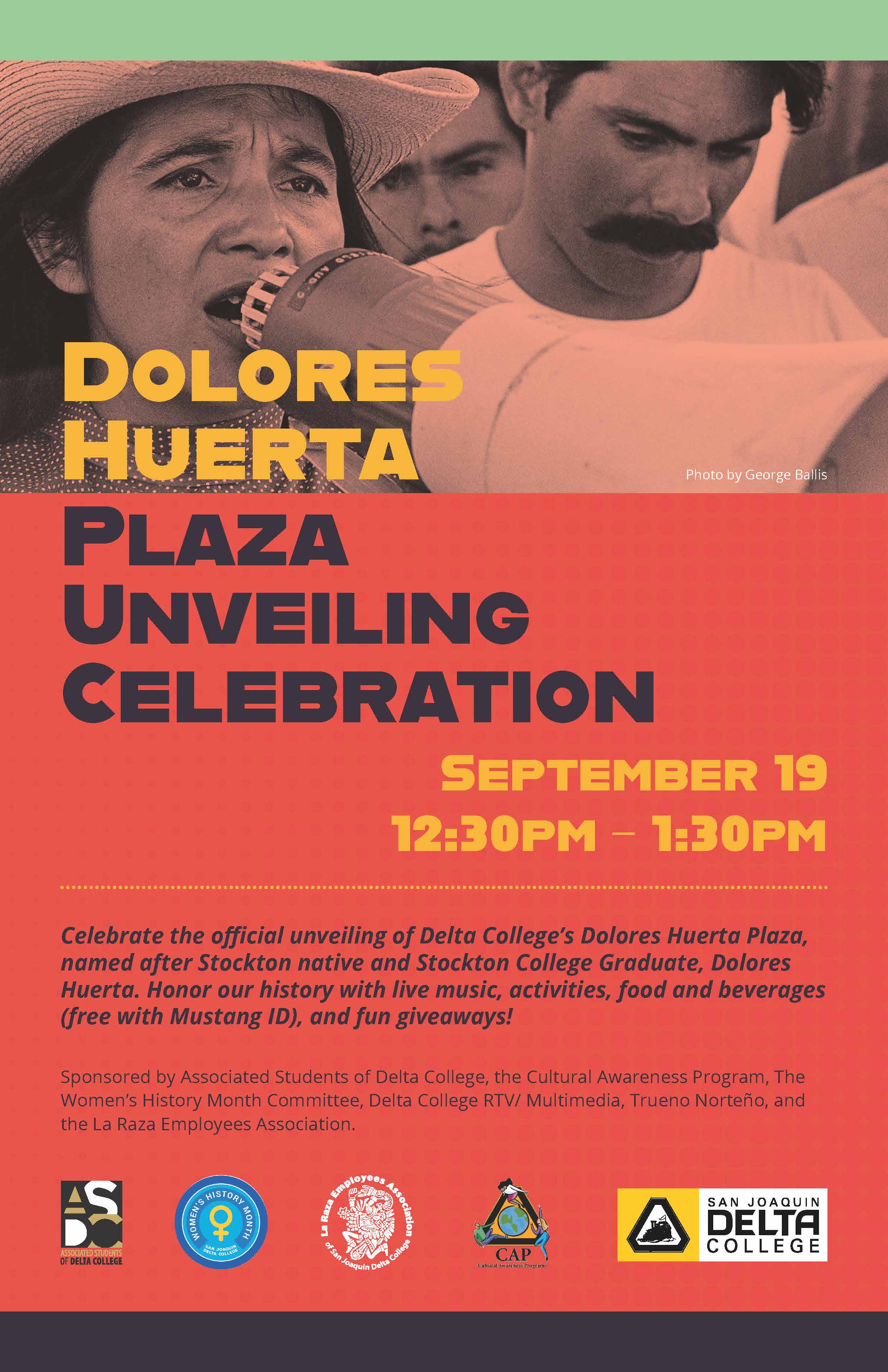Delta College will dedicate the newly renamed Dolores Huerta Plaza at a ceremony on Thursday, Sept. 19.
