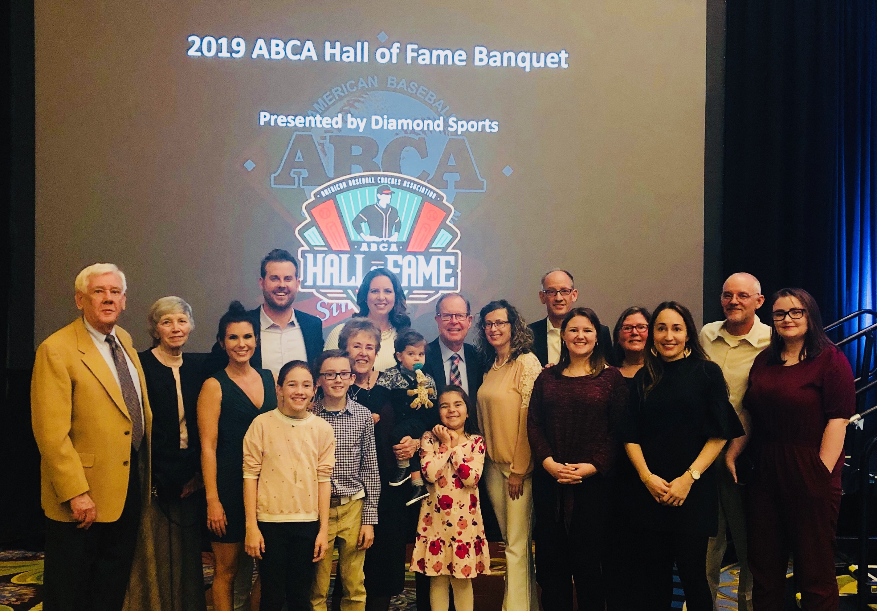 Coach Pat Doyle, surrounded by family and friends at his Hall of Fame induction. Doyle coached baseball at San Joaquin Delta College from 1977 through 2000.