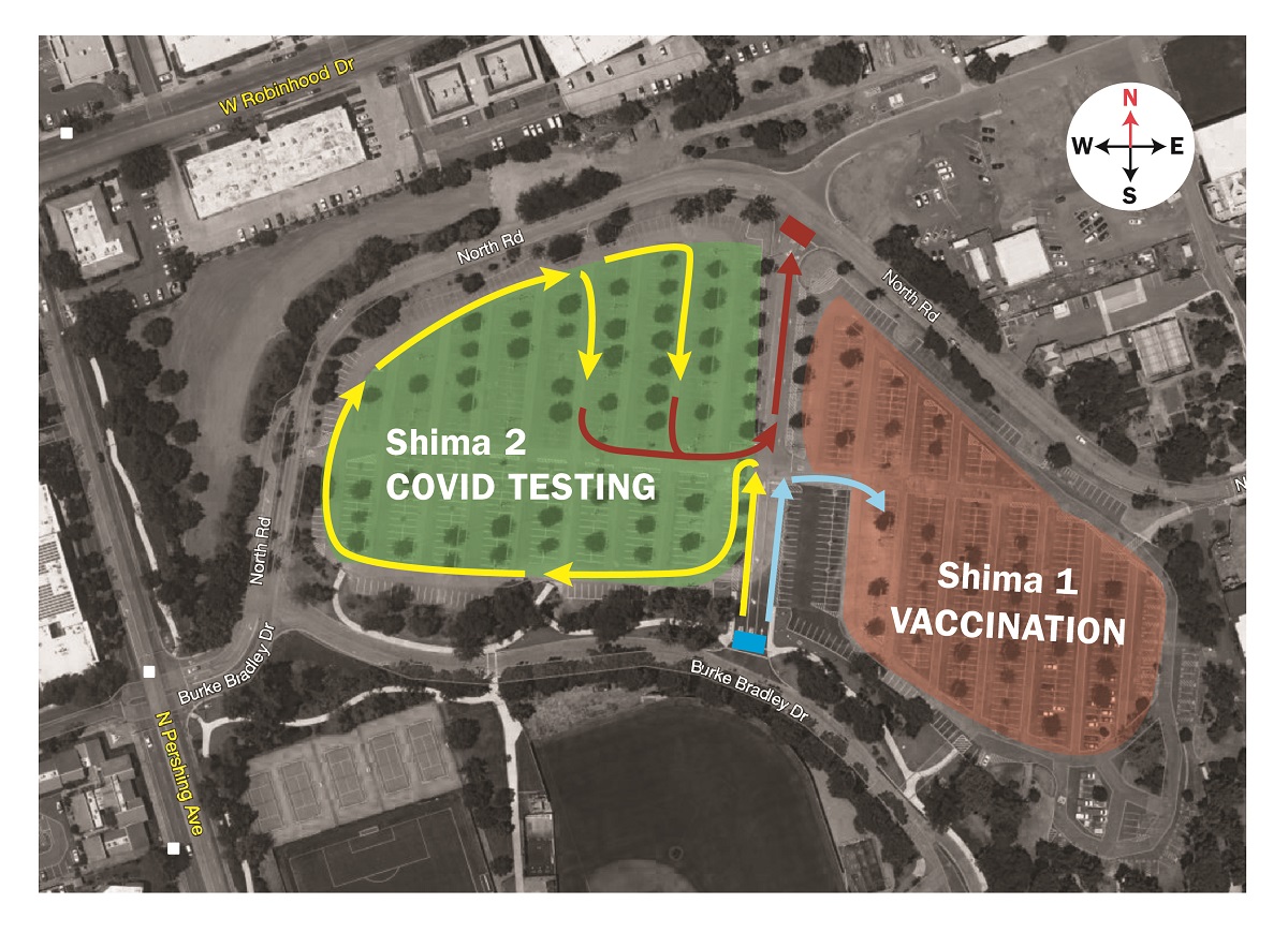 Parking lot closures due to COVID-19 testing and vaccinations