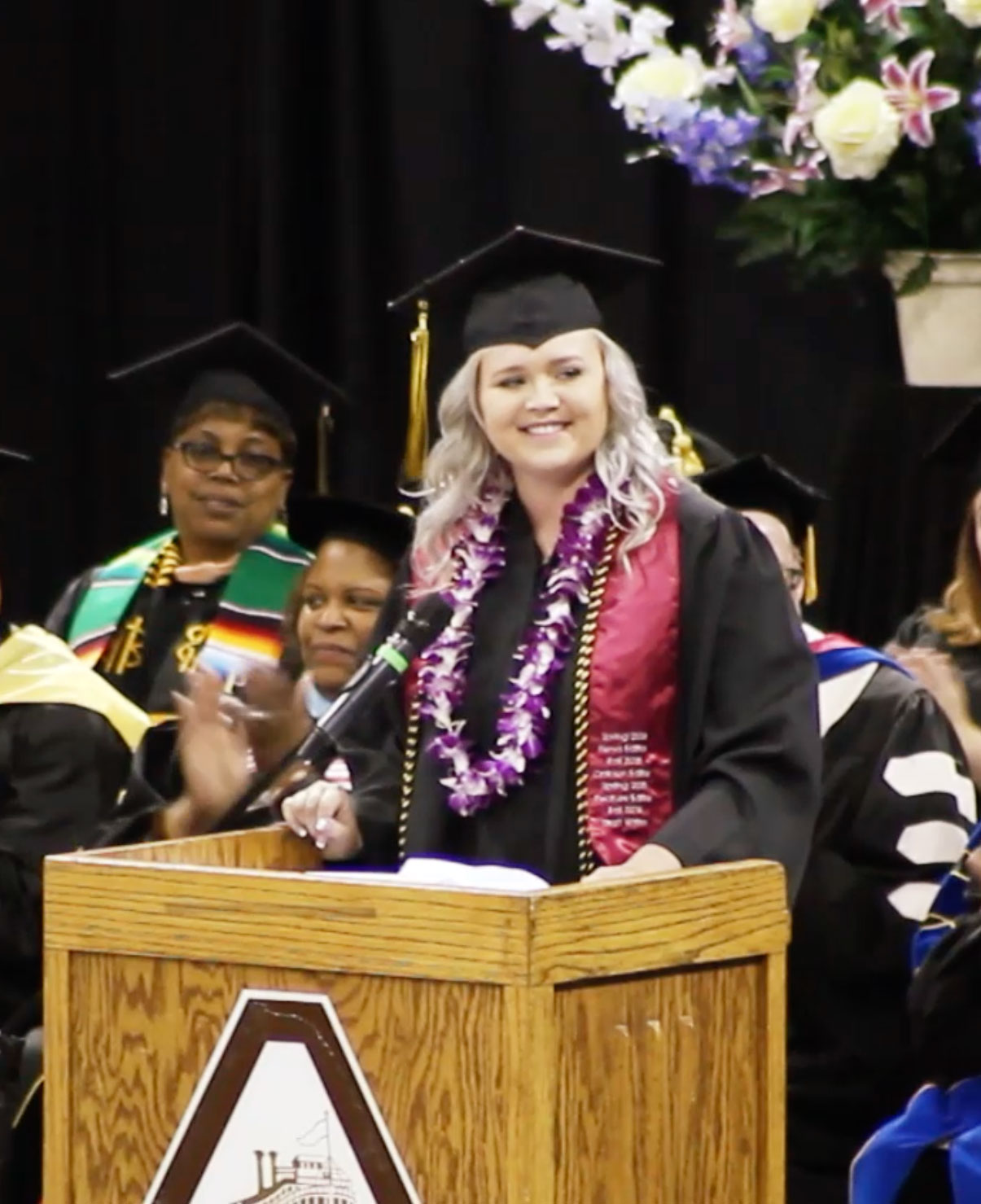 Megan Maxy speaks at commencement