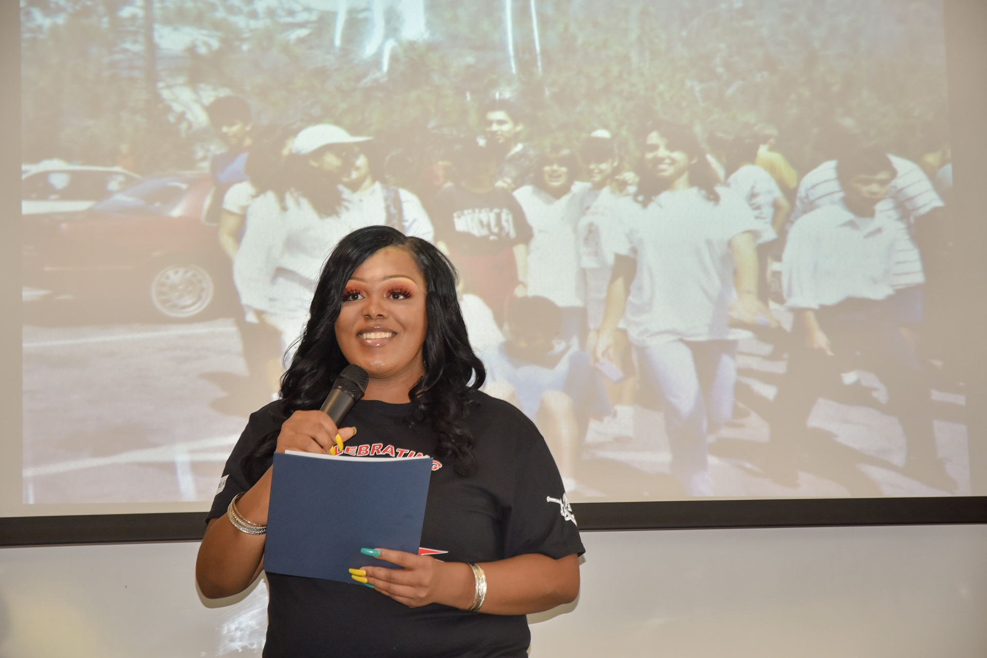Se'Quoia Drew shares her story during the recent 50th anniversary celebration of EOPS at Delta College.