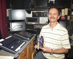 Kishor Patel is the man behind the curtain at San Joaquin Delta's Atherton Auditorium. Patel was recently awarded by the Stockton Symphony for his efforts.