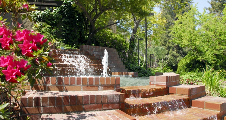 The fountain outside the Budd Building at San Joaquin Delta College