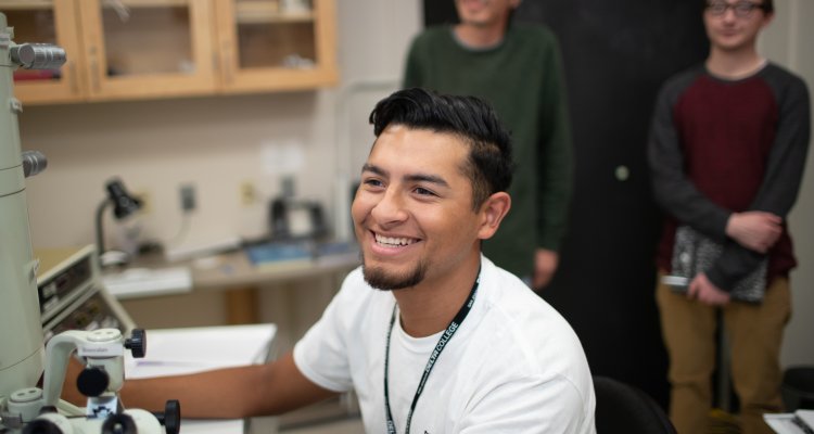 San Joaquin Delta College has been selected to join Achieving the Dream, a network of colleges aimed at improving student success. Here, a Delta student works in the electron microscopy laboratory.