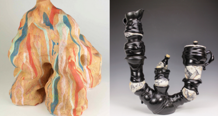 "Visions in Clay" runs Sept. 5-27 at the L.H. Horton Art Gallery on the San Joaquin Delta College campus. Pictured here are Kayla King's "Communal Backwash" (left) and Ryan Schulz's "Pumpkin Spice and Everything Nice."