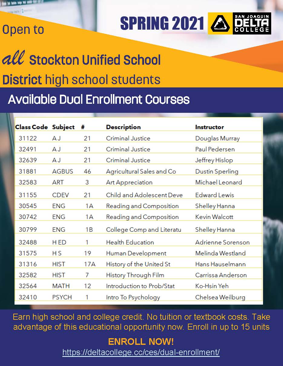 Free Delta courses for high school students this spring San Joaquin