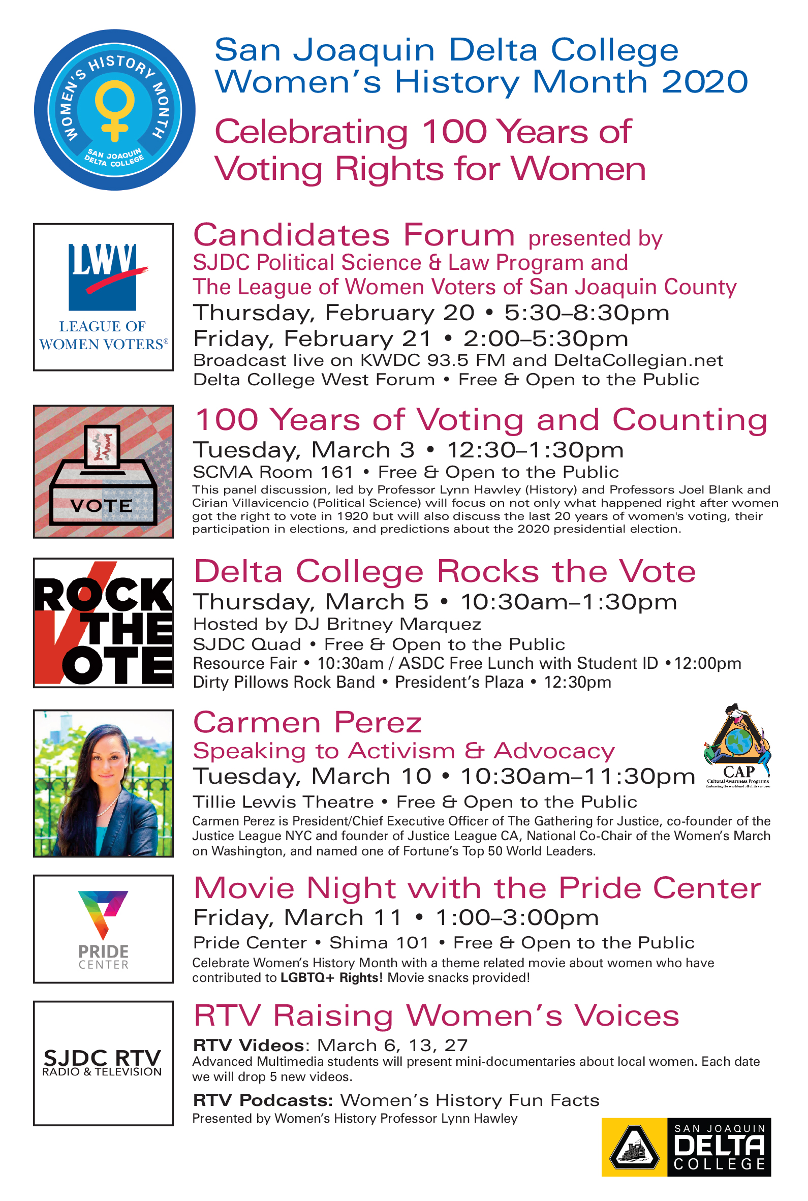 Women's History Month events at Delta College
